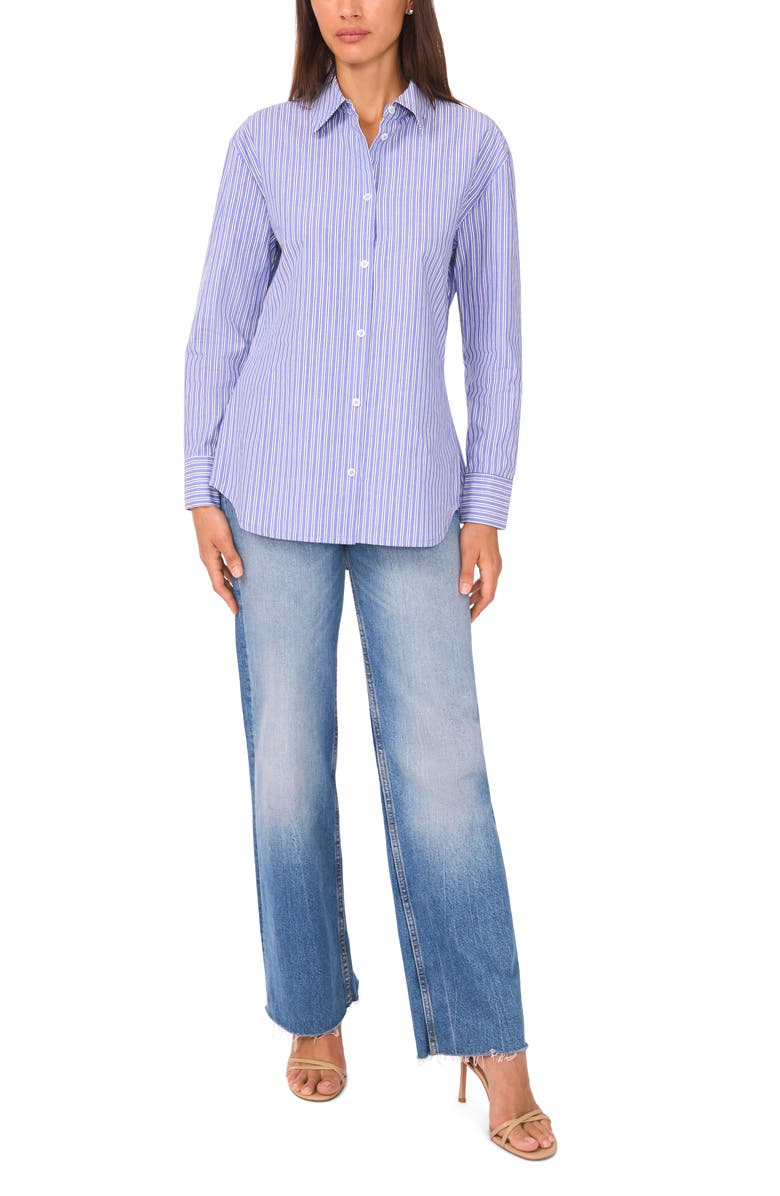 Halogen<sup>®</sup> Stripe Poplin Button-Up Shirt, Alternate, color, Wedgewood