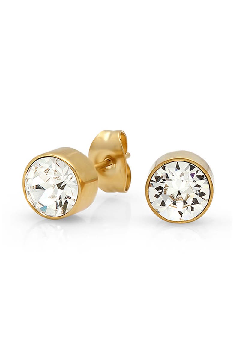 Crystal Bezel Stud Earrings, Alternate, color, TWO TONE