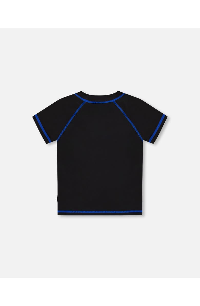 Deux par Deux Boy's Short Sleeve Rashguard Black And Multicolored Crocodiles, Alternate, color, Black And Multicolor Crocodile