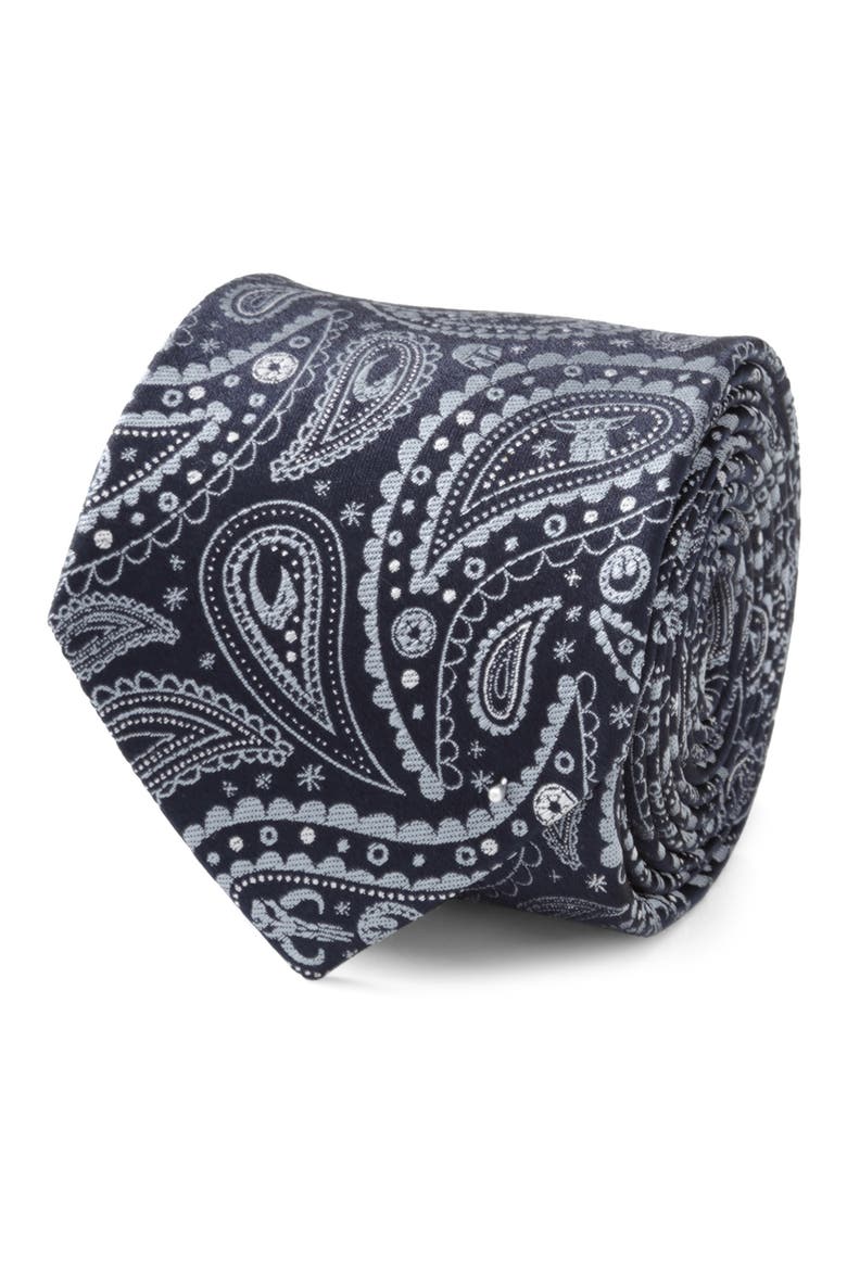 Star Wars™ Mandalorian Blue Paisley Silk Tie, Alternate, color, BLUE