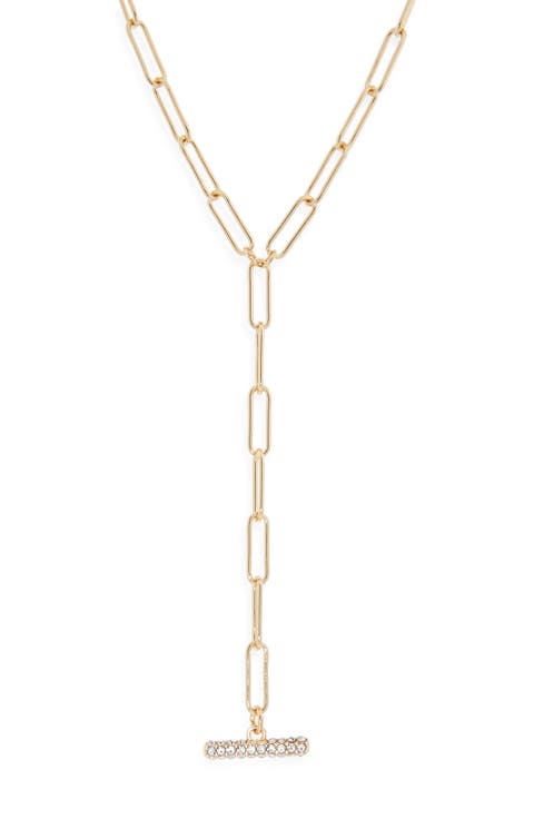 Paper Clip Pavé Toggle Necklace