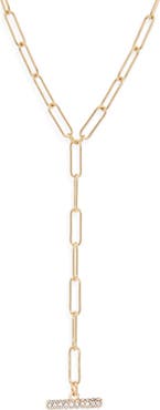 Open Edit Paper Clip Pavé Toggle Necklace