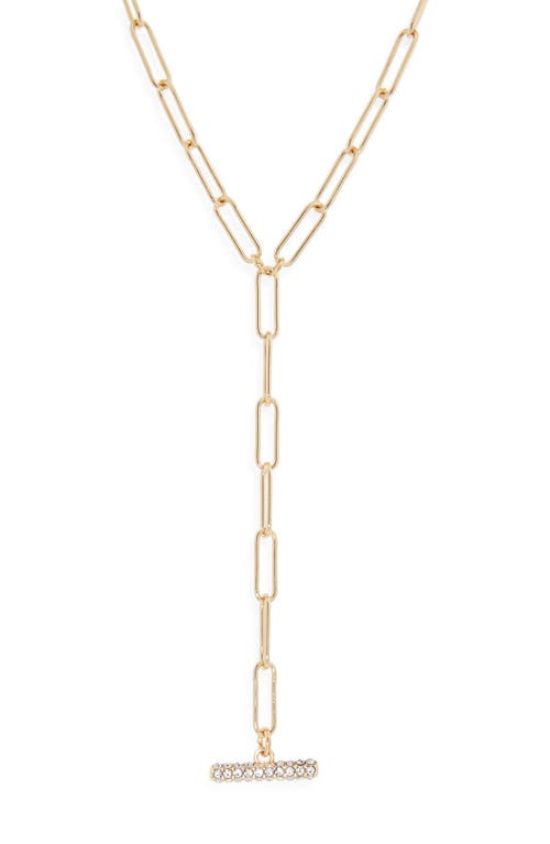 Open Edit Paper Clip Pavé Toggle Necklace In Gold