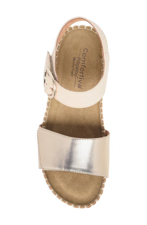Comfortiva Eldorah Platform Wedge Sandal In Gold/beige