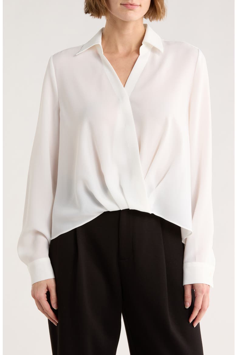 Crossover Long Sleeve High-Low Top, Main, color, WHITE