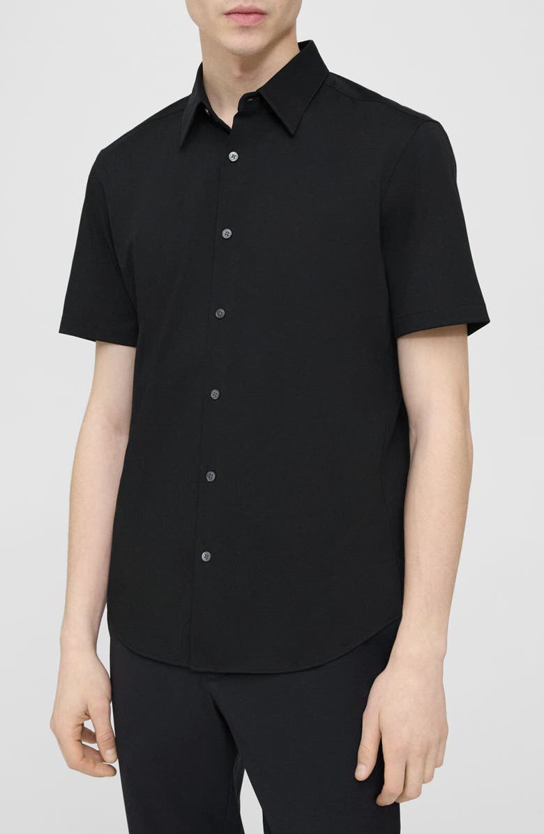 Theory Irving Short Sleeve Button-Up Shirt, Alternate, color, Black - 001