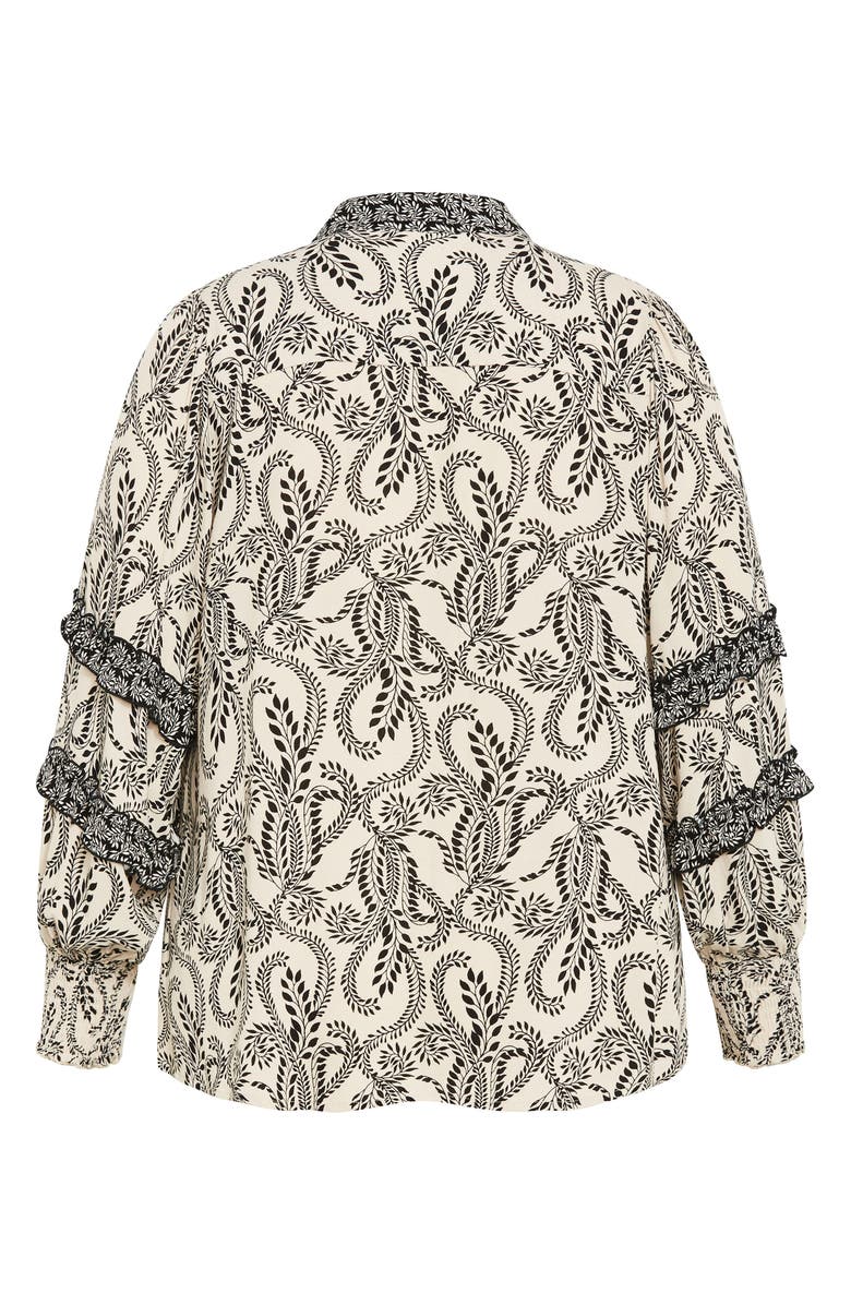 City Chic Lylah Mixed Print Long Sleeve Button-Up Shirt, Alternate, color, Print