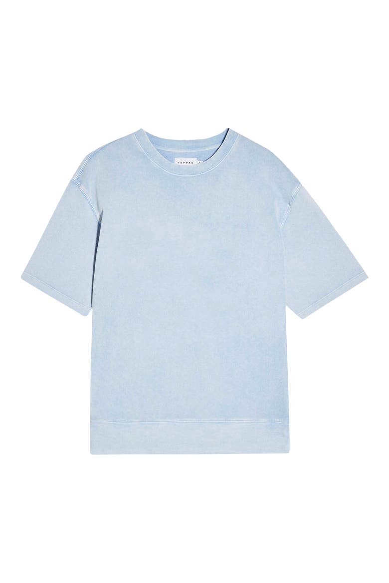Short Sleeve French Terry Sweatshirt, Alternate, color, BLUE