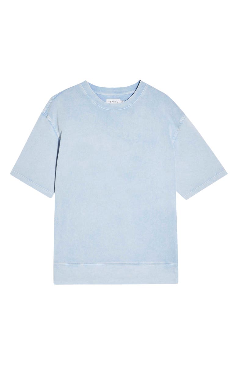Topman Short Sleeve French Terry Sweatshirt, Alternate, color,