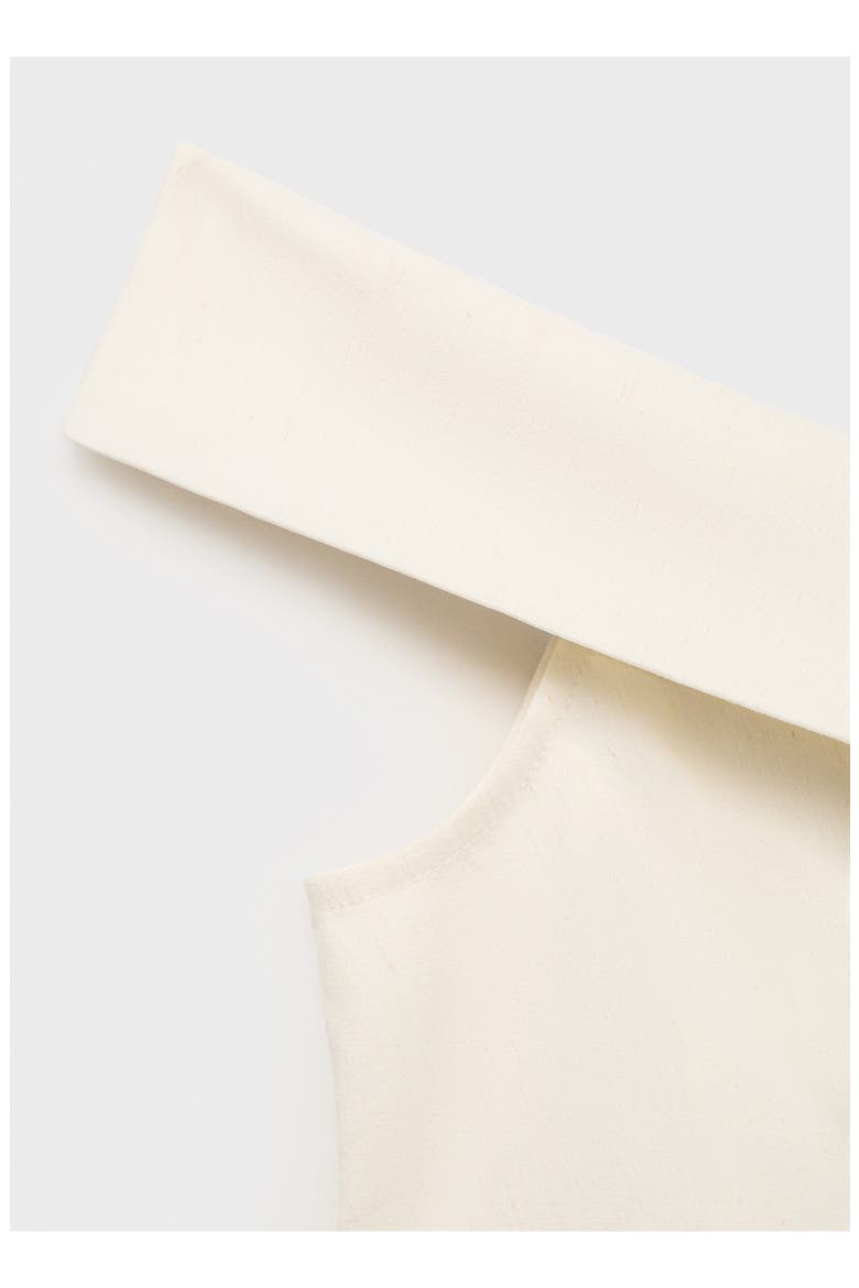 Pleated One-Shoulder Top, Alternate, color, ECRU