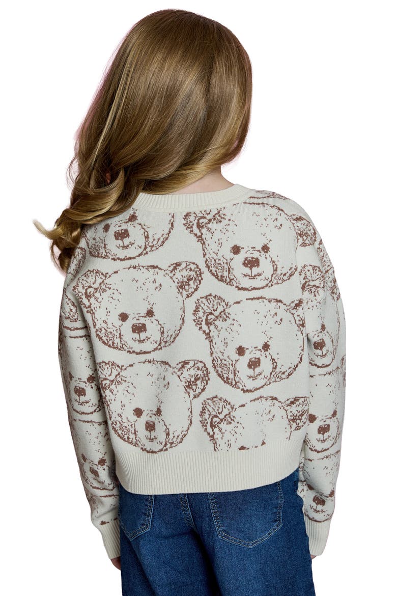 Kids' Teddy Bear Pullover Sweater, Alternate, color, TAN SUEDE COMBO