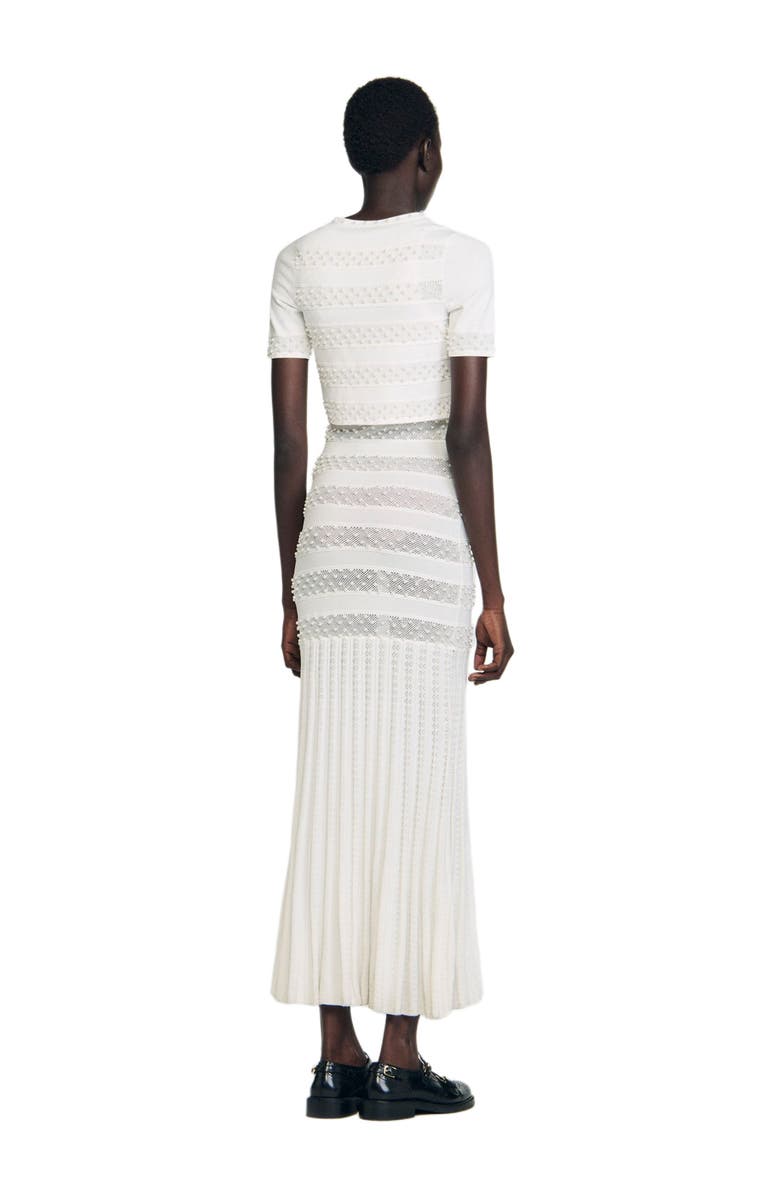 SANDRO Fine knit cropped beaded cardigan, Alternate, color, Ecru