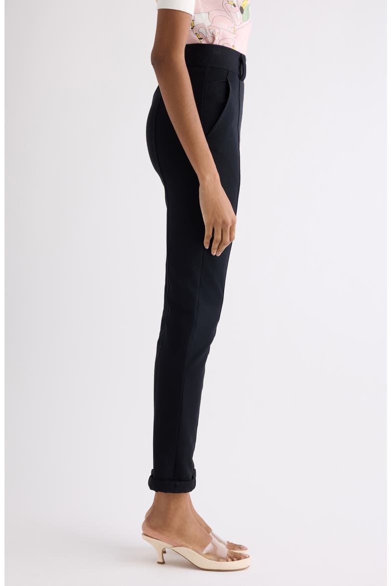 High Waist Stretch Tricotine Pants, Alternate, color, BLACK