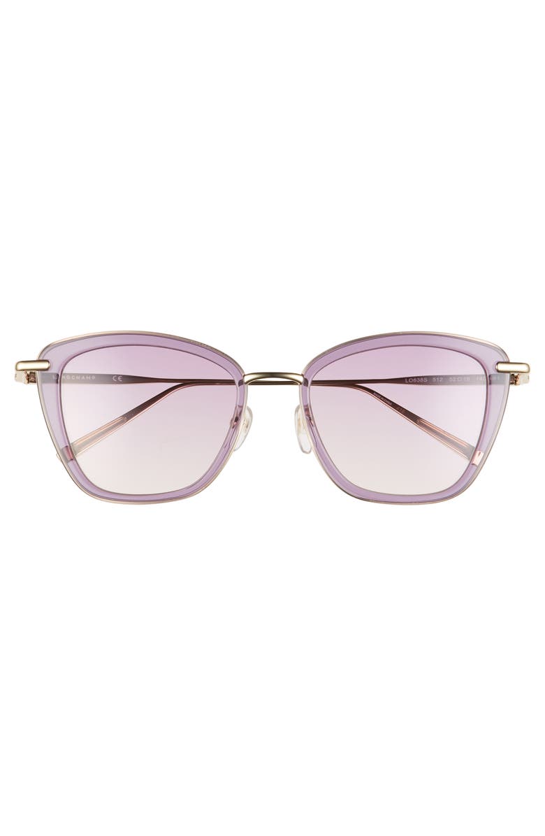 Longchamp Roseau 52mm Gradient Square Sunglasses, Alternate, color, Purple
