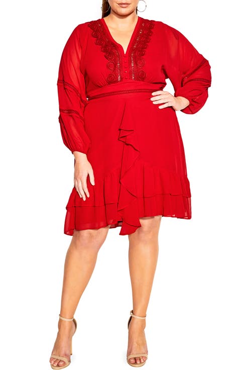 Sweetheart Embroidered Long Sleeve Dress (Plus Size)