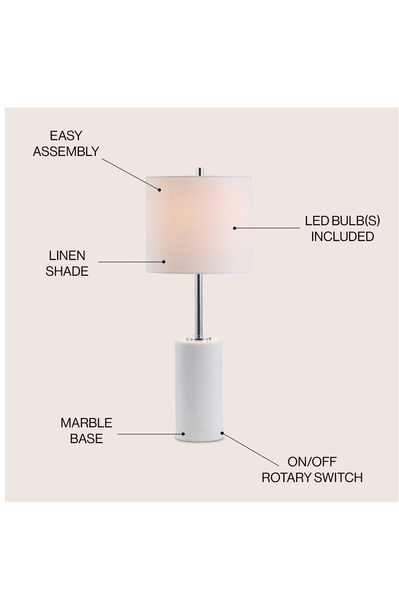 JONATHAN Y Aksel 25.5" Marble LED Table Lamp, White/Chrome, Alternate, color,