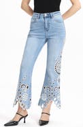 Bayeas Eyelet High Waist Flare Jeans