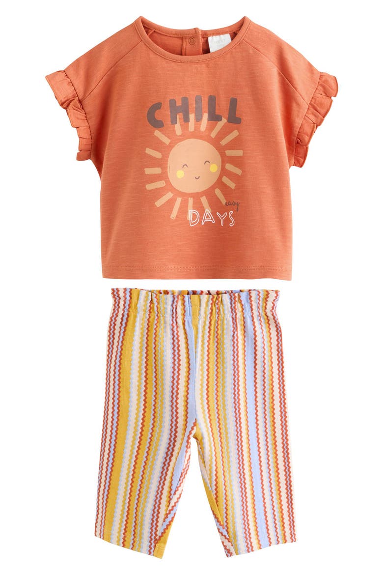 Kids' Chill Graphic T-Shirt & Stripe Pants Set, Main, color, ORANGE