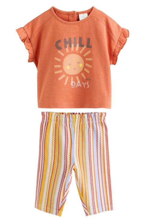 Kids' Chill Graphic T-Shirt & Stripe Pants Set (Baby & Toddler)