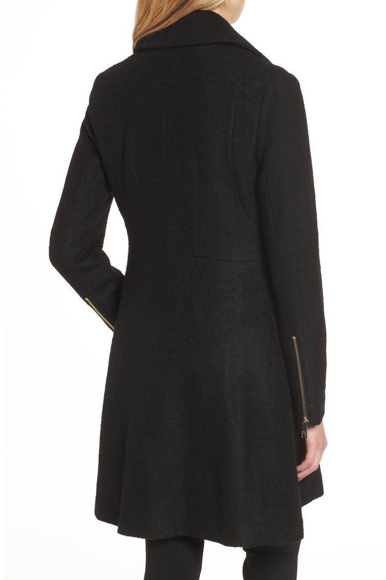 Double Breasted Boiled Wool Peacoat, Alternate, color, BLACK