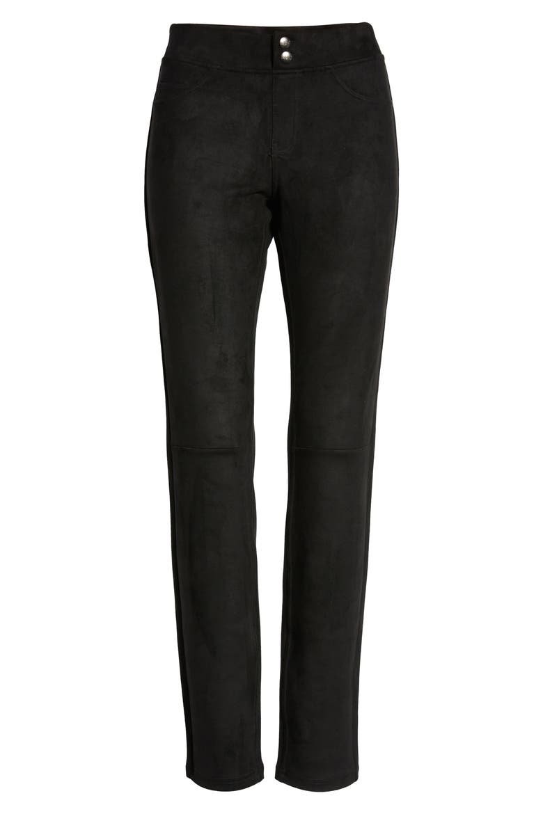 Microsuede Leggings, Alternate, color, BLACK
