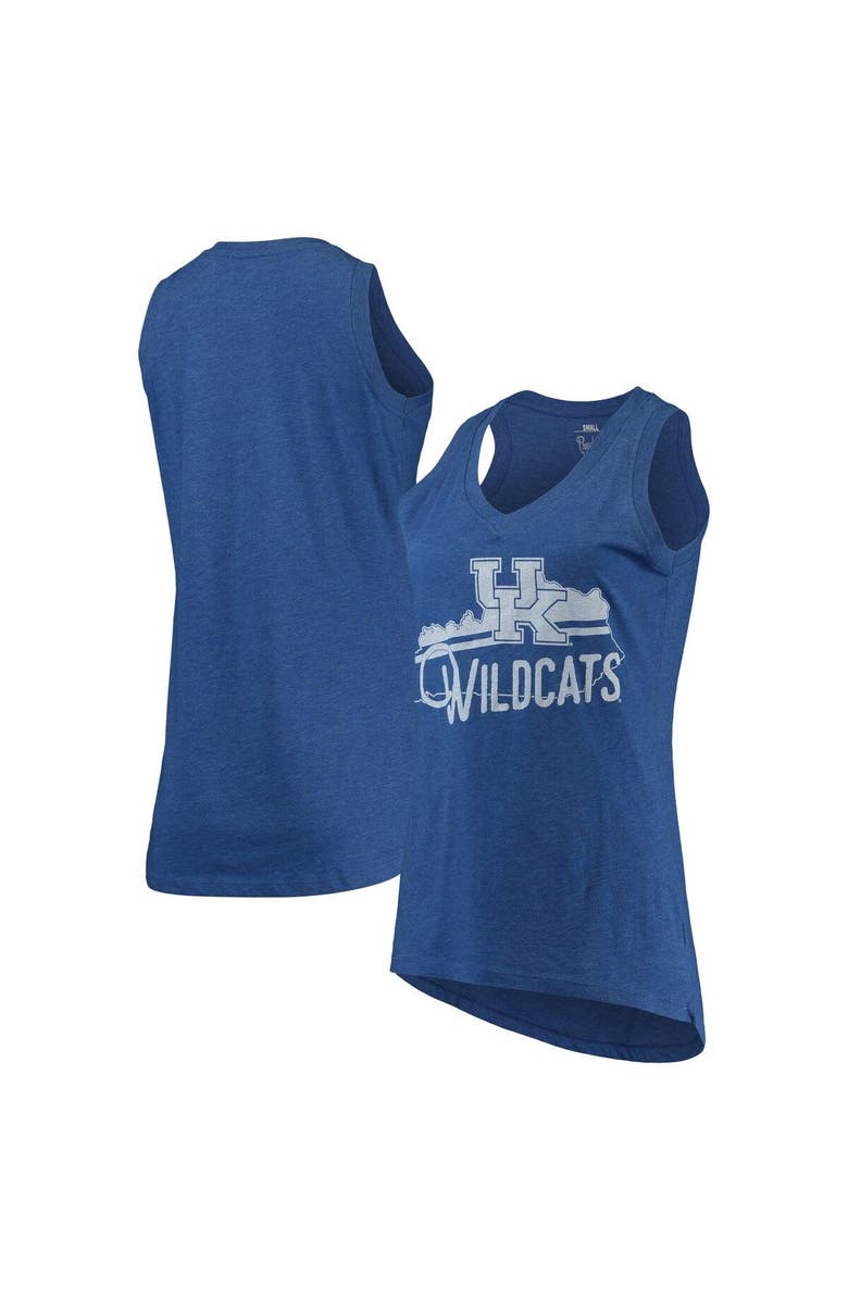 PRESSBOX Women's Pressbox Royal Kentucky Wildcats Ferris Melange V-Neck Tank Top, Main, color, 