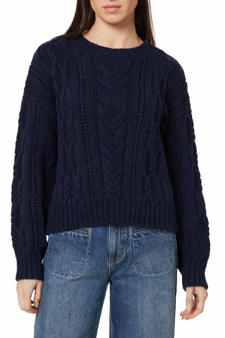 Cable Stitch Sweater, Main, color, DARK NAVY