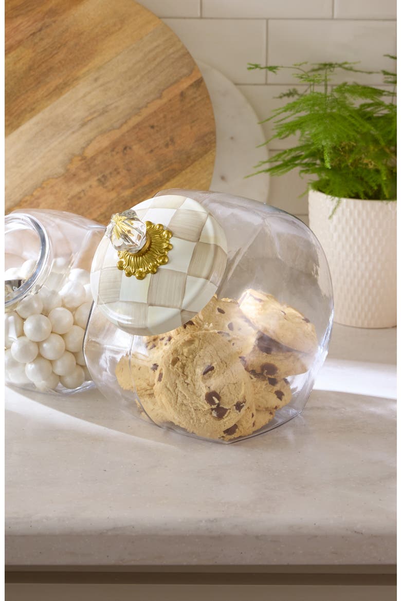 Cookie Jar with Mocha Check Lid, Alternate, color, MOCHA