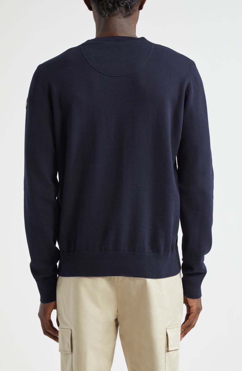 Moncler Monogram Cotton Crewneck Sweater, Alternate, color, Navy