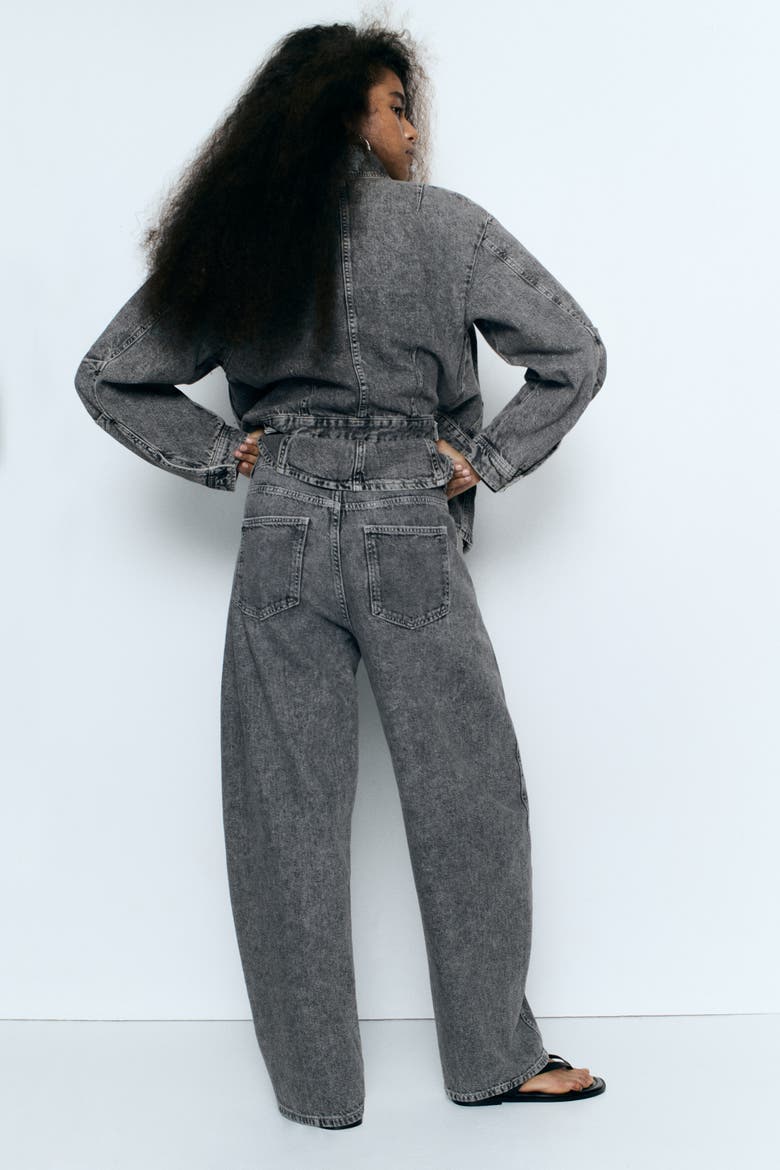 Barrel-Leg High-Waist Jeans, Alternate, color, Denim gray