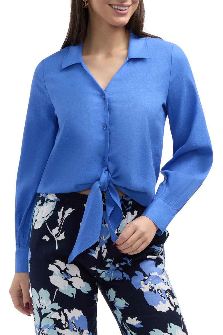 Tie Front Shirt, Main, color, AZURE
