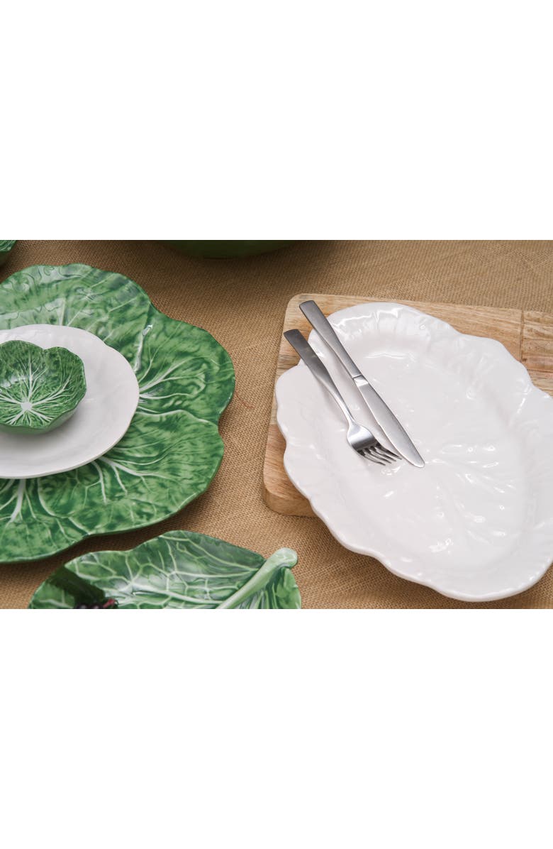 C&F Home White Cabbage Leaf Set of 4 Salad Serving Plates 8.5", Alternate, color, Green