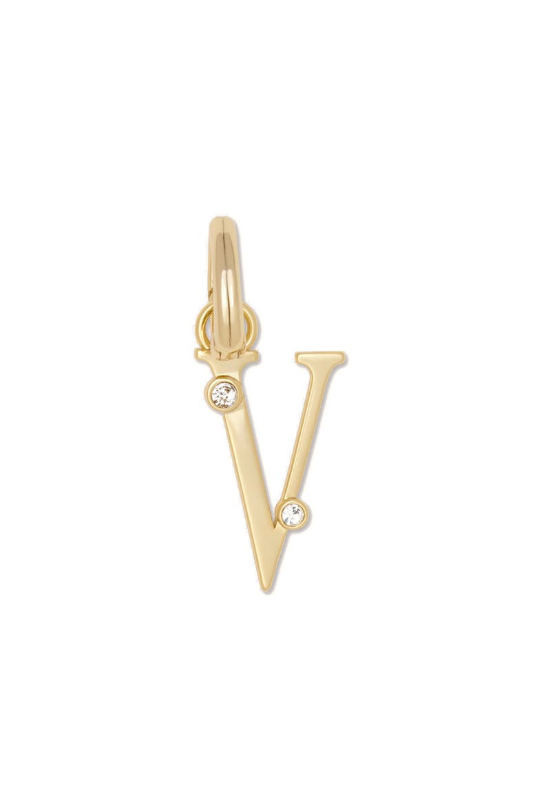 Initial V Charm, Main, color, CLEAR/ GOLD