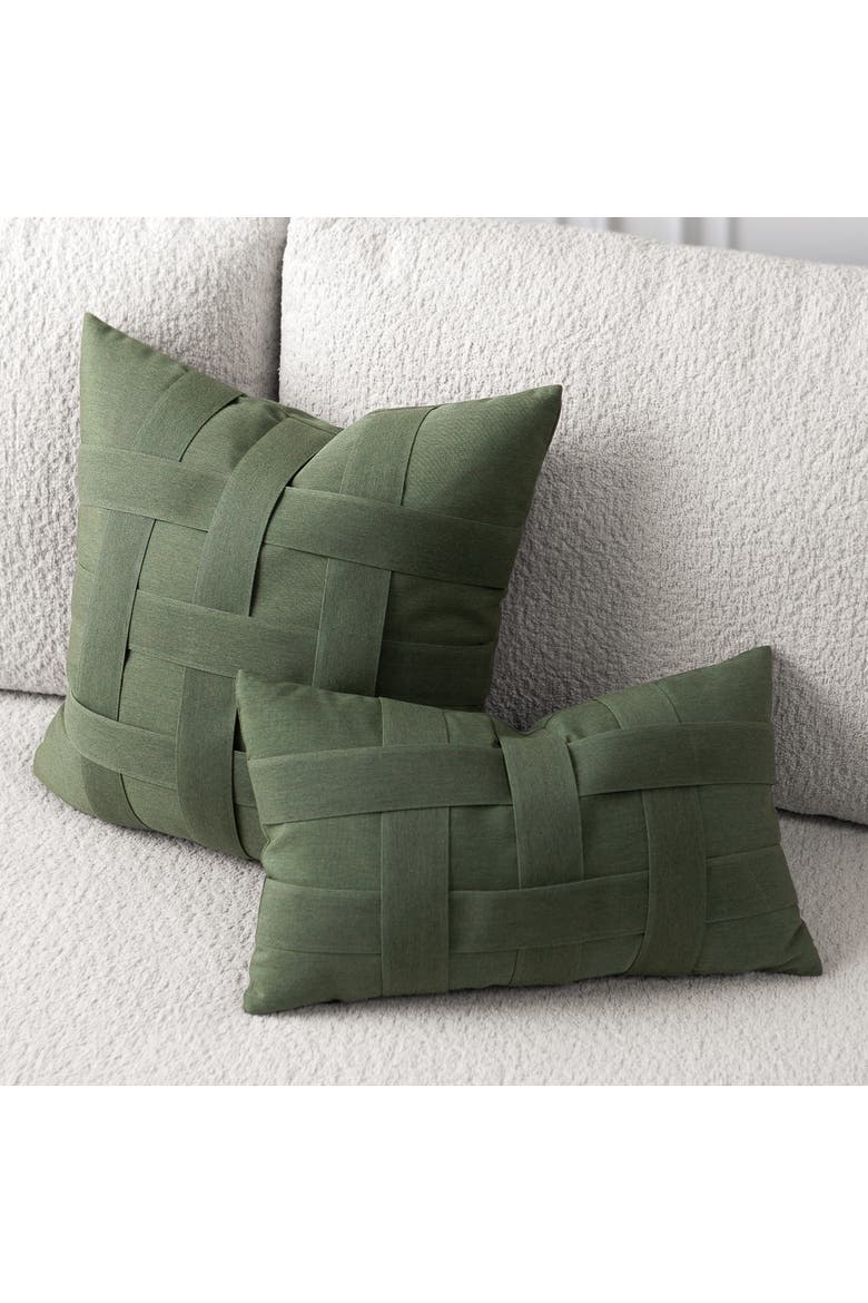 Basketweave Hand Woven Indoor & Outdoor Accent Pillow, Alternate, color, Fern
