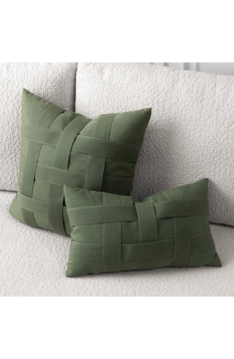 Elaine Smith Basketweave Hand Woven Indoor & Outdoor Accent Pillow, Alternate, color, Fern