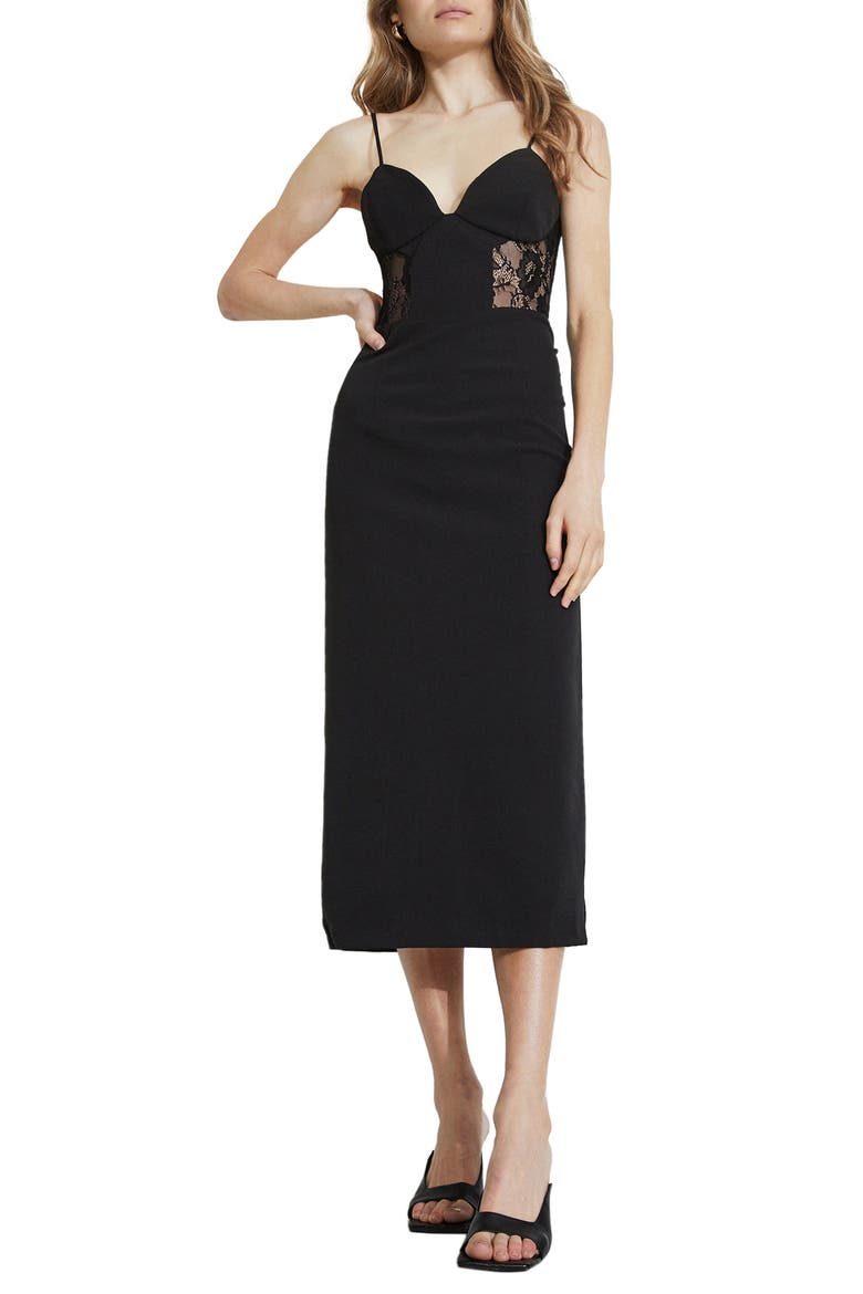Margarita Lace Inset Dress, Main, color, BLACK