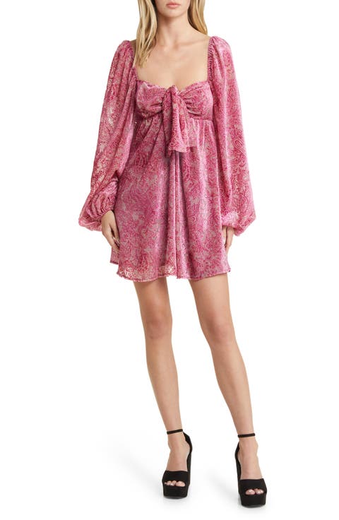 Francesca Paisley Balloon Sleeve Bow Babydoll Dress (Regular & Plus)