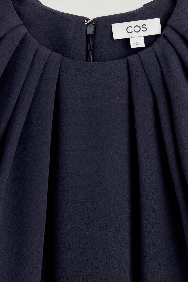 Gathered Short-sleeved Mini Dress, Alternate, color, NAVY