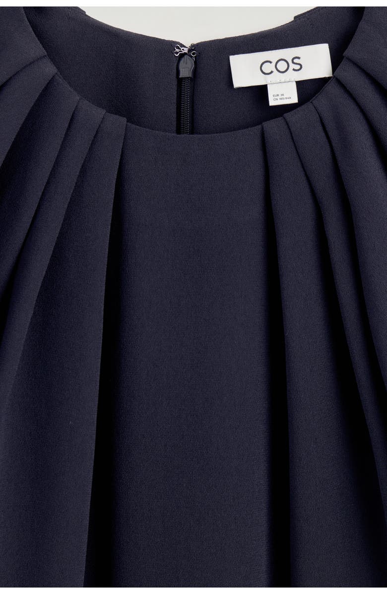 COS Gathered Short-sleeved Mini Dress, Alternate, color, Navy