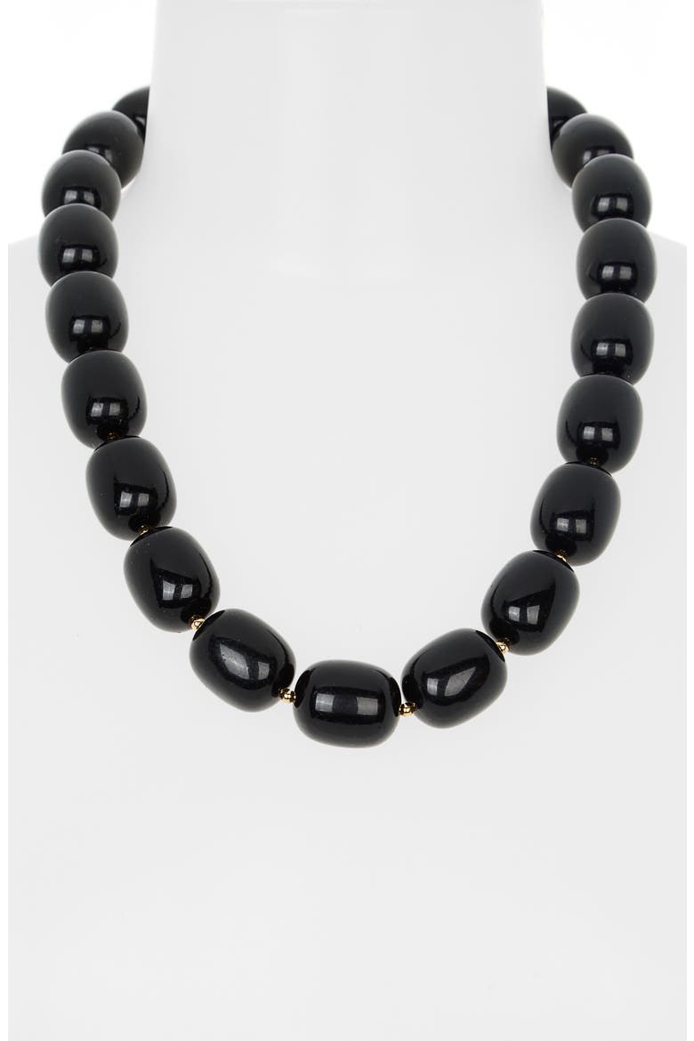 Black Bead Necklace, Alternate, color, BLACK