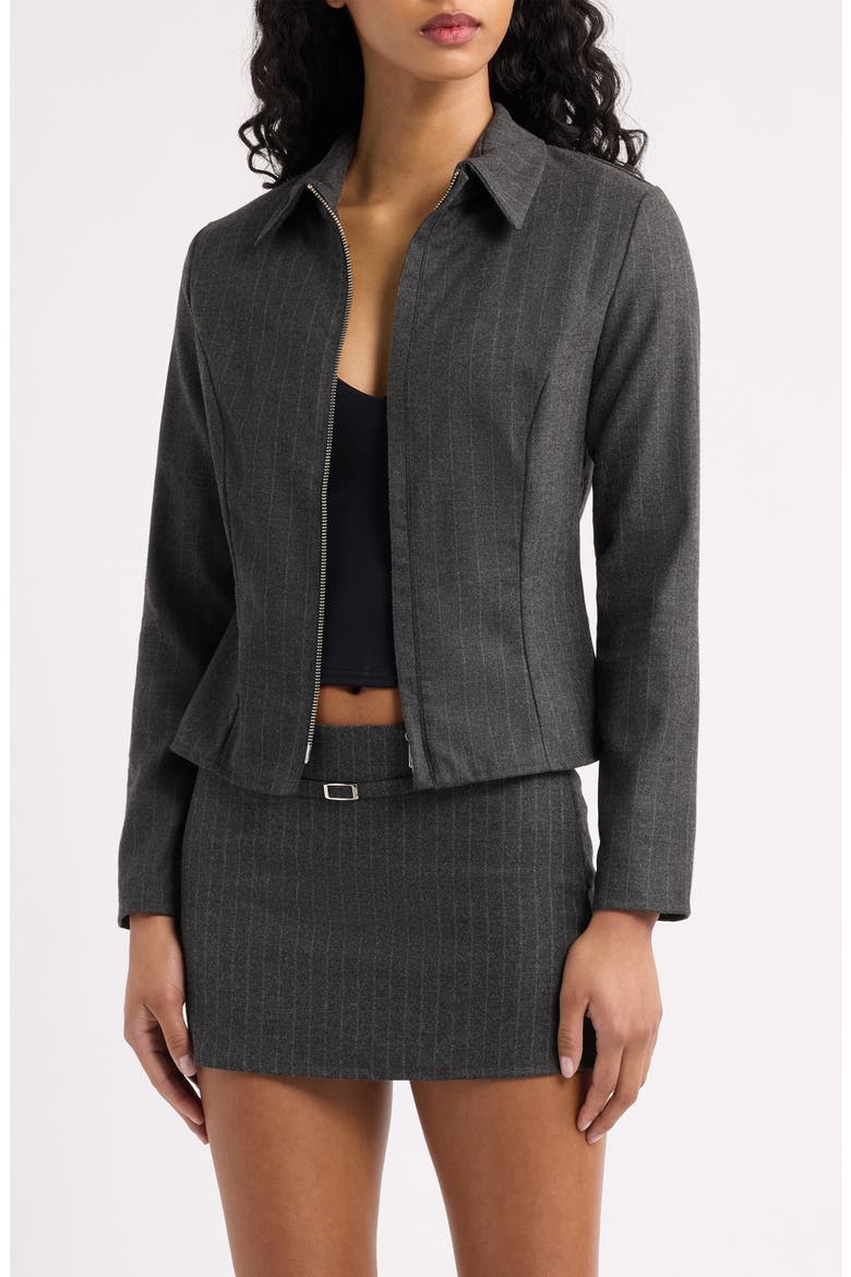 Delirio Pinstripe Zip Jacket, Main, color, GRIS