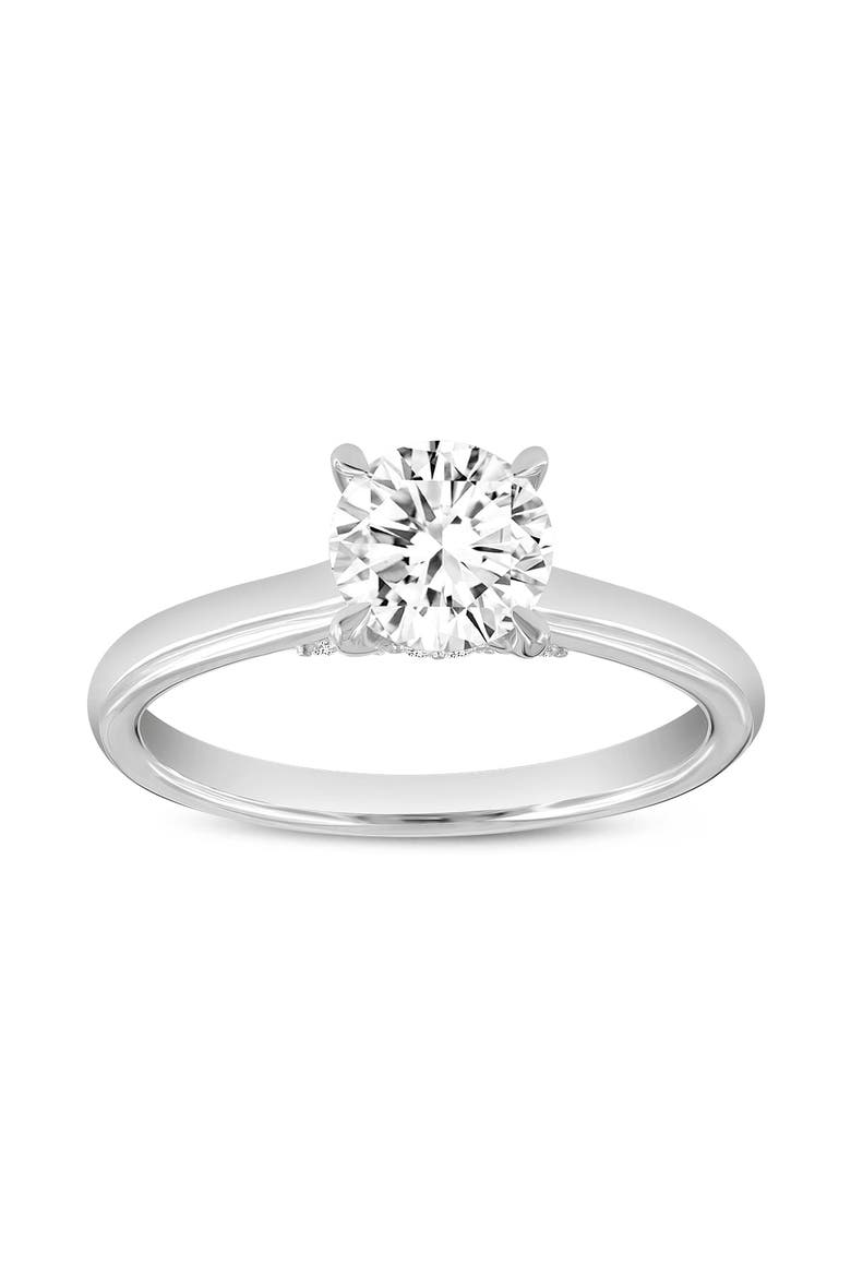 14K White Gold Round Cut Lab Grown Diamond Hidden Halo Engagement Ring - 1.23 ctw, Main, color, 14K White Gold