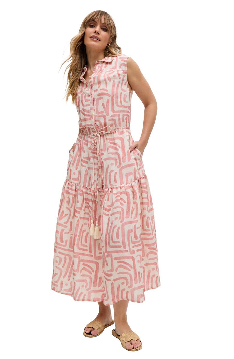Raffya Holly Tiered Warhol Print Maxi Dress, Alternate, color, Pink
