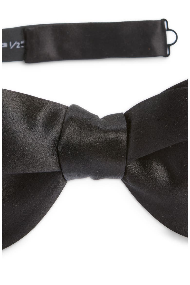 Pre-Tied Solid Satin Bow Tie, Alternate, color, NAA BLACK