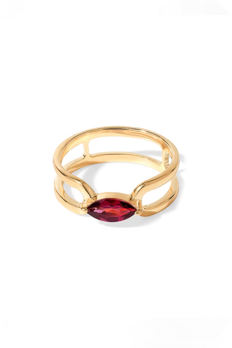 Marquise Crossover Ring, Alternate, color, GOLD GARNET RED