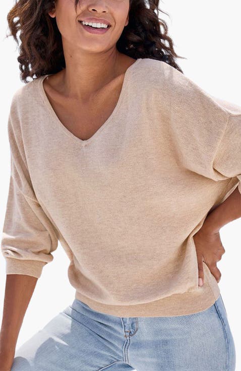 Drop Shoulder V-neck Sweater