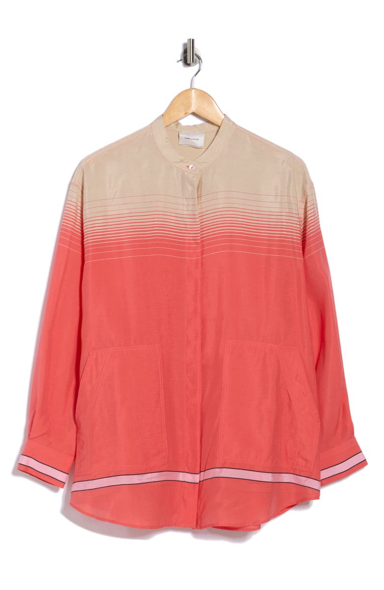 Longchamp Long Sleeve Tunic Top, Alternate, color, Coral