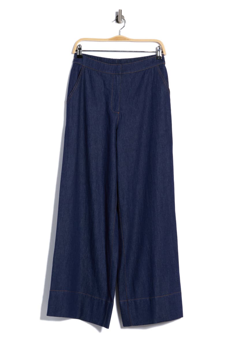 Wide Leg Chambray Pants, Main, color, MEDIUM WASH