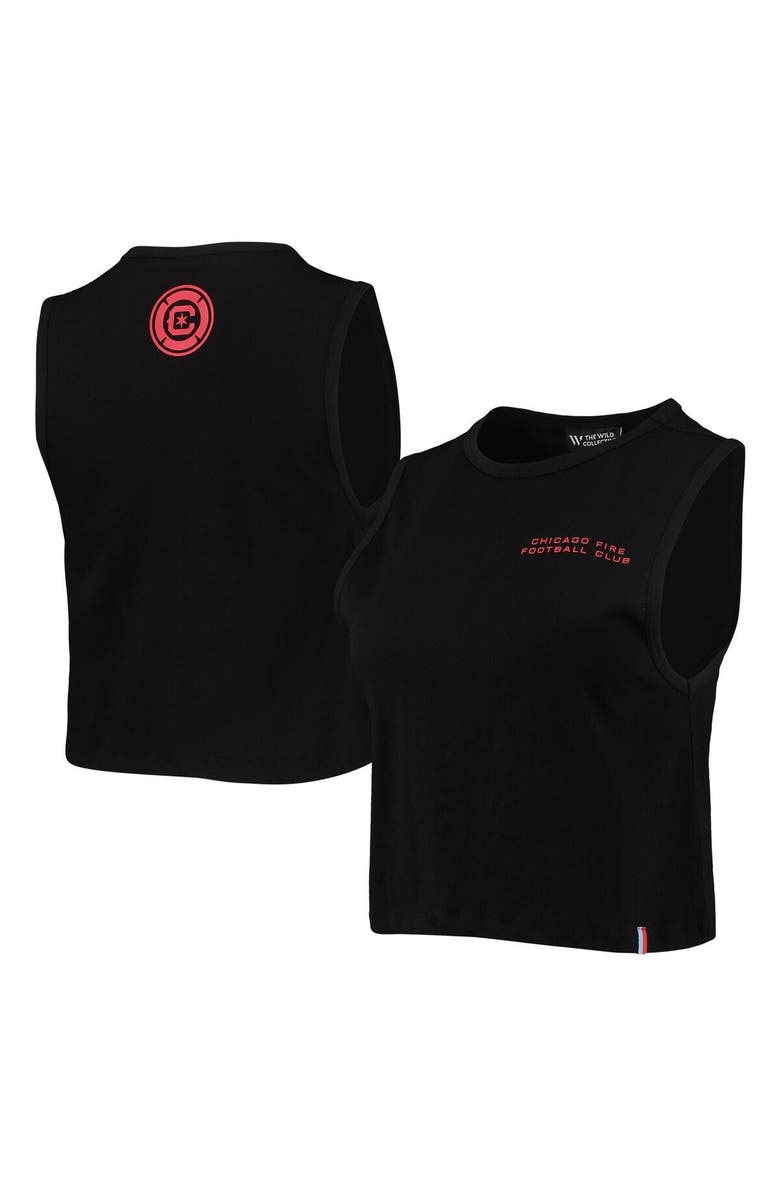THE WILD COLLECTIVE Women's The Wild Collective Black Chicago Fire Crop Muscle Tri-Blend Tank Top, Main, color, Black
