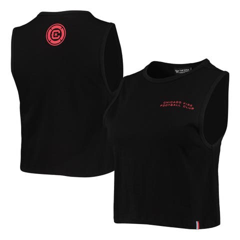 Women's The Wild Collective Black Chicago Fire Crop Muscle Tri-Blend Tank Top